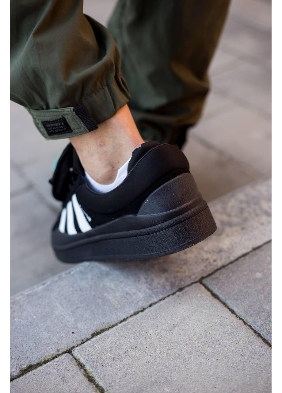Чорні Осінні кросівки чоловічі adidas campus x bad bunny black white адідас кампус No Brand