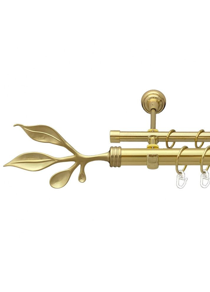 Карниз Баваро металлический двухрядный открытый гладкая труба Золото 25\16 мм 200 см (00-00012723) ORVIT (300282574)