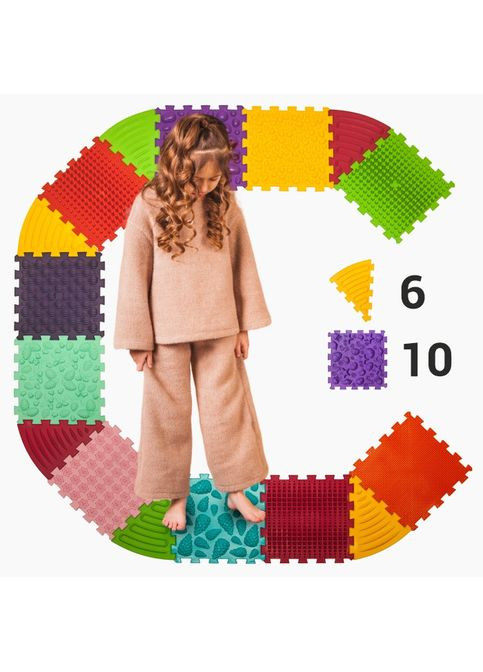 Массажный коврик Ортек Пазлы 10 эл. + 6 Треугольников 28x28 см Ortek (372128910)