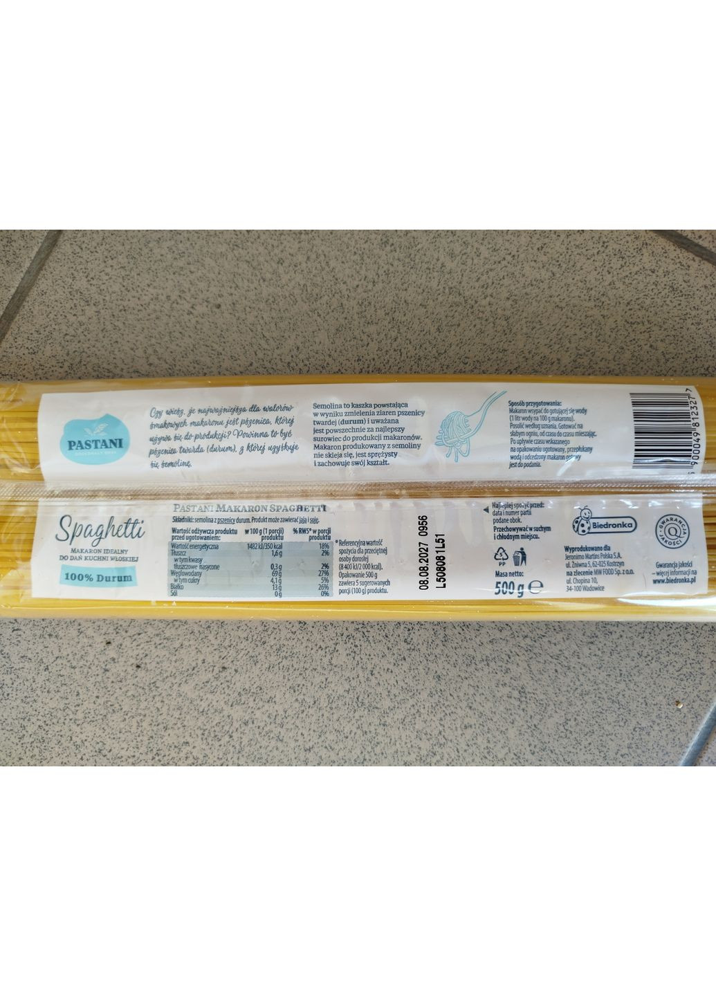 Pastani Spagetti Durum 500г спагетти пшеничные твердых сортов Biedronka (361149071)