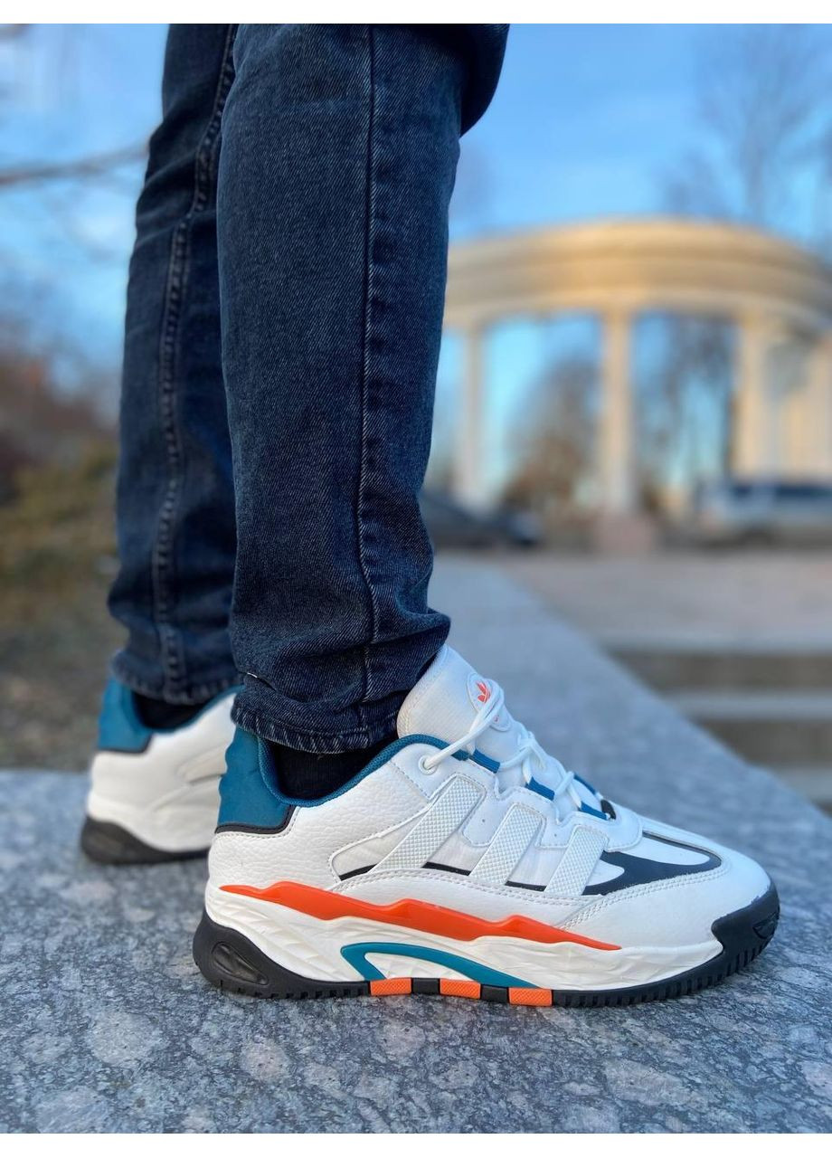 Білі Осінні кросівки чоловічі adidas niteball white orange адідас найтбол No Brand