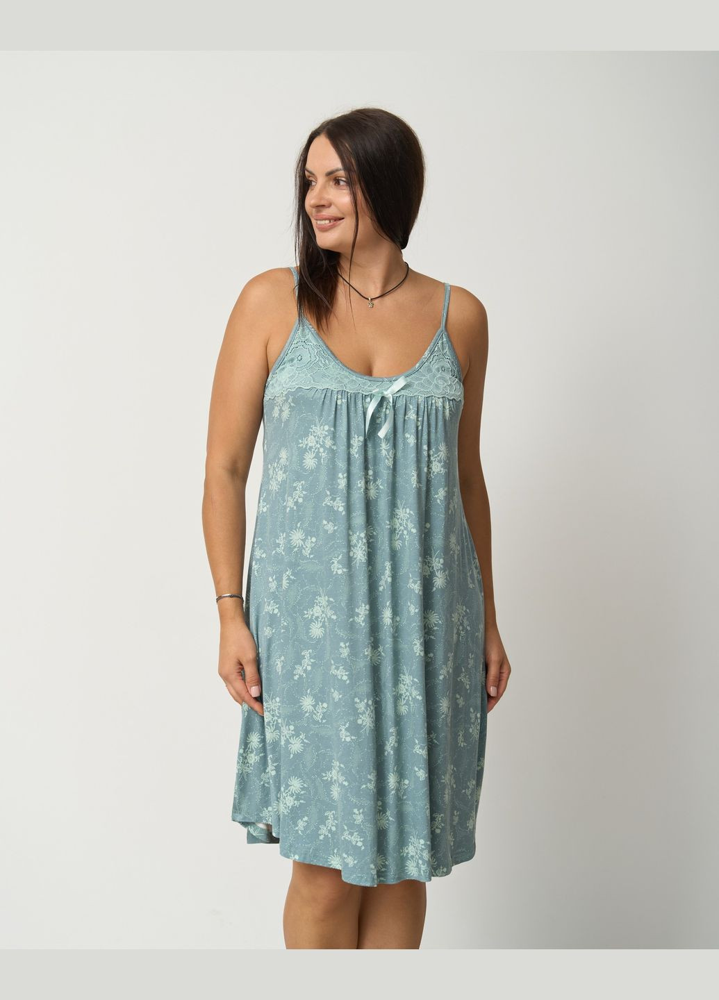 Батальна сорочка на тонкому бретелі у візерунки Nicoletta (304369446)