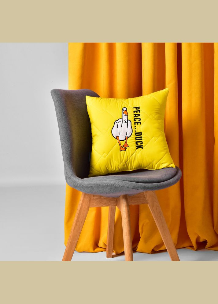 Подушка декоративная PEACE... DUCK боевой гусь с вышивкой желтая IDEIA (315146472)