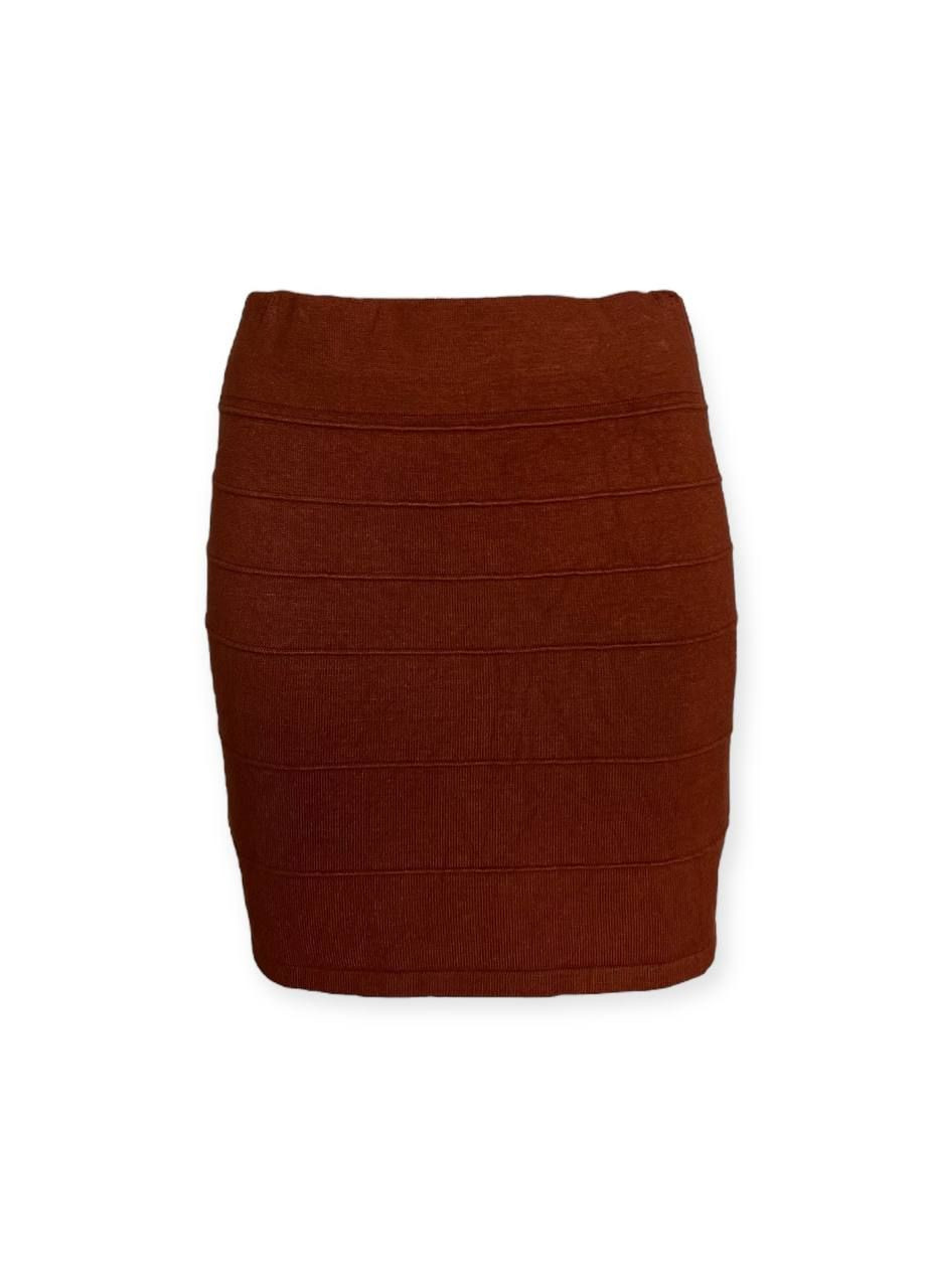 Коричневая повседневная однотонная юбка коричневый Blanco