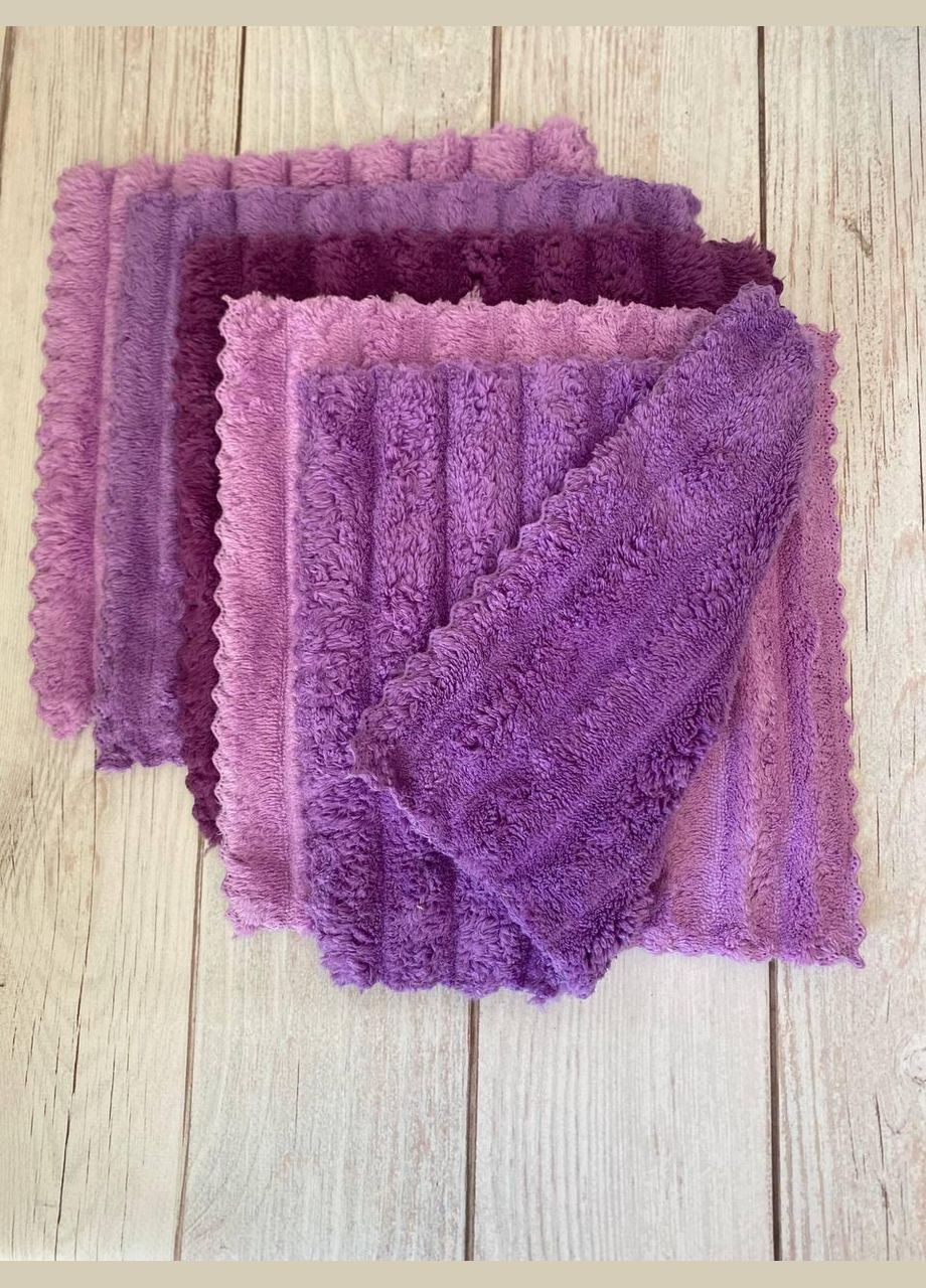 Серветка для кухні та прибирання з мікрофібри 5 шт 25х25 Фіолетові Malloory Home (306554360)