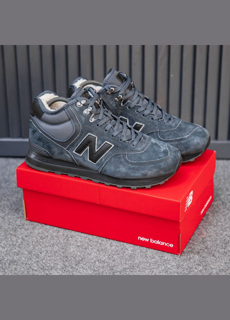 Кроссовки зимние женские и мужские New Balance 574 winter dark gray fur | Нью Беланс 574 темно-серые с мехом No Brand тёмно-серые зима (308360679)