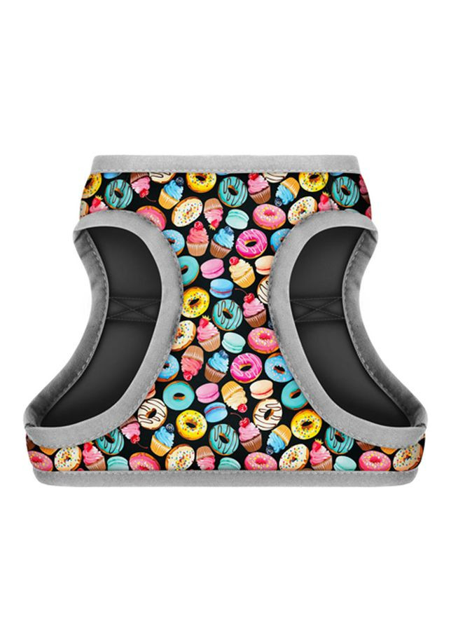 Шлей для собак мягкая Clothes с QR паспортом, рисунок "Пончики",,В 36-39 см, С 26-28 см WAUDOG (363978779)