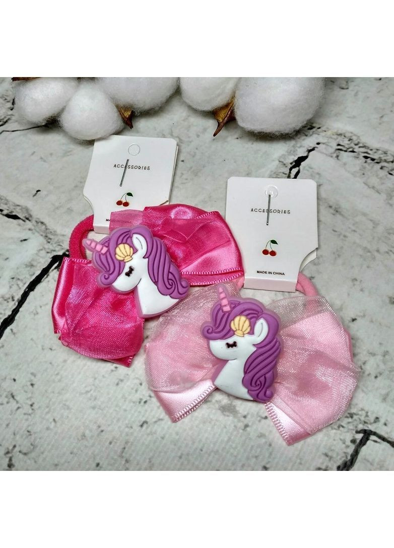 Резинки для волосся дитячі Бантики Єдинороги No Brand (370188076)