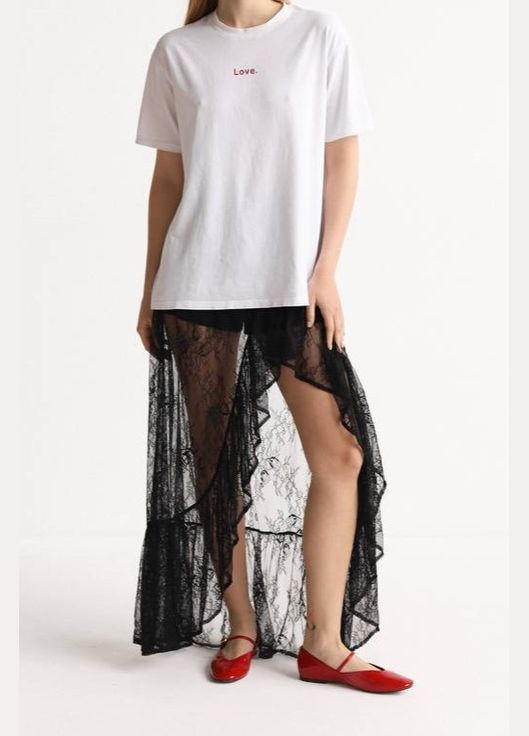 Черная праздничный, коктейльный, повседневная, кэжуал, вечерний юбка кружевная с шортами Україна а-силуэта (трапеция)