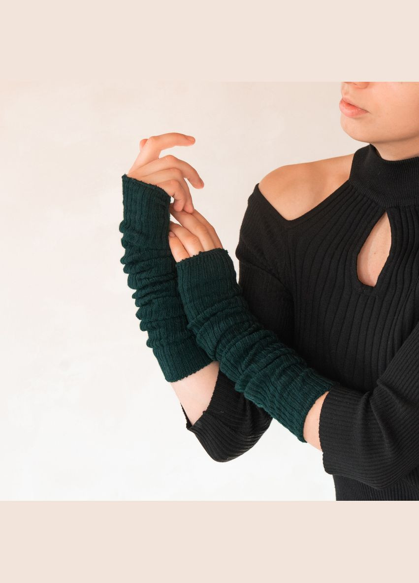 Митенки кашемірові трикотажні рукава довгі зелені 61100 XXS-XXXXL No Brand (333968617)
