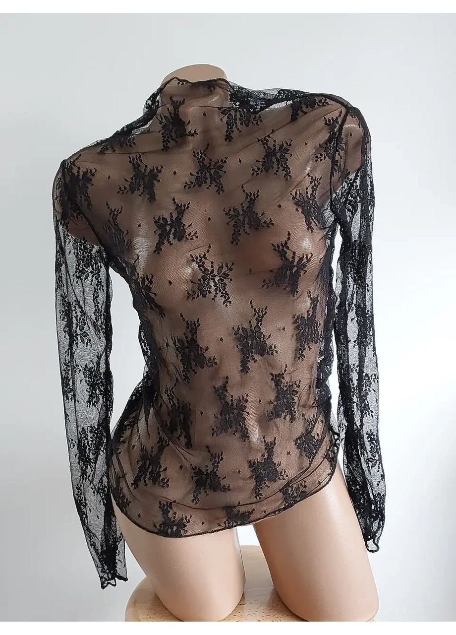 Чорна прозора кофтинка з квітами (30к022) No Brand