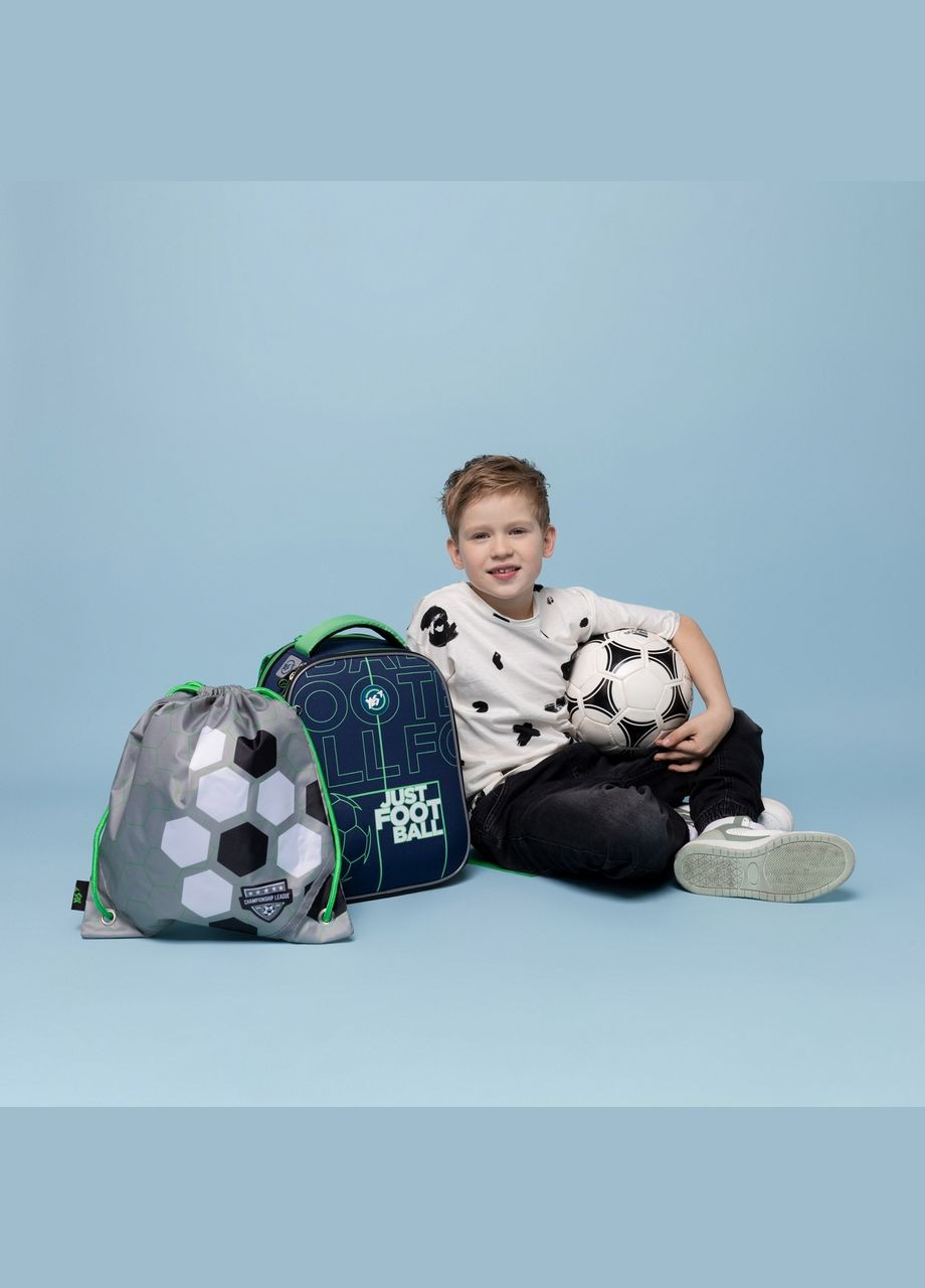 Шкільний рюкзак, каркасний, два відділення, дві бічні кишені, розмір: 35*28*15см, синій Football Yes (266911845)
