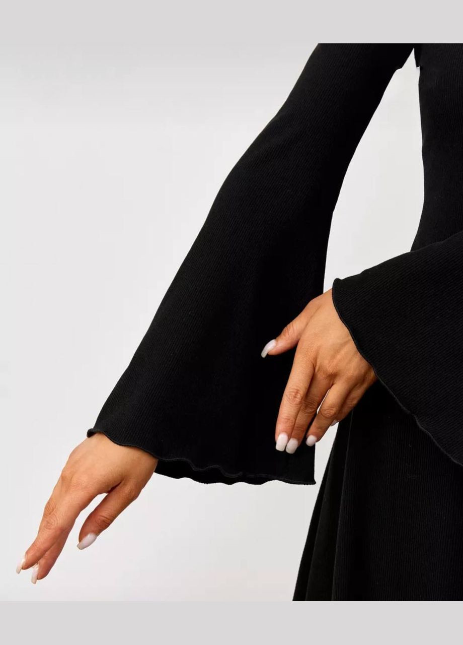 Чорна повсякденний міні сукня з зав'язками на спині дзвін Adelante однотонна