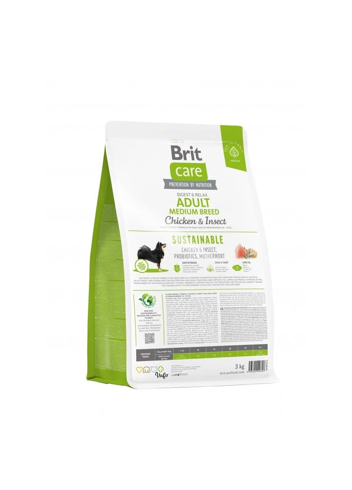Корм сухий Dog Sustainable Adult Medium Breed для дорослих собак середніх порід з куркою та комахами 3 кг Brit Care (393977704)