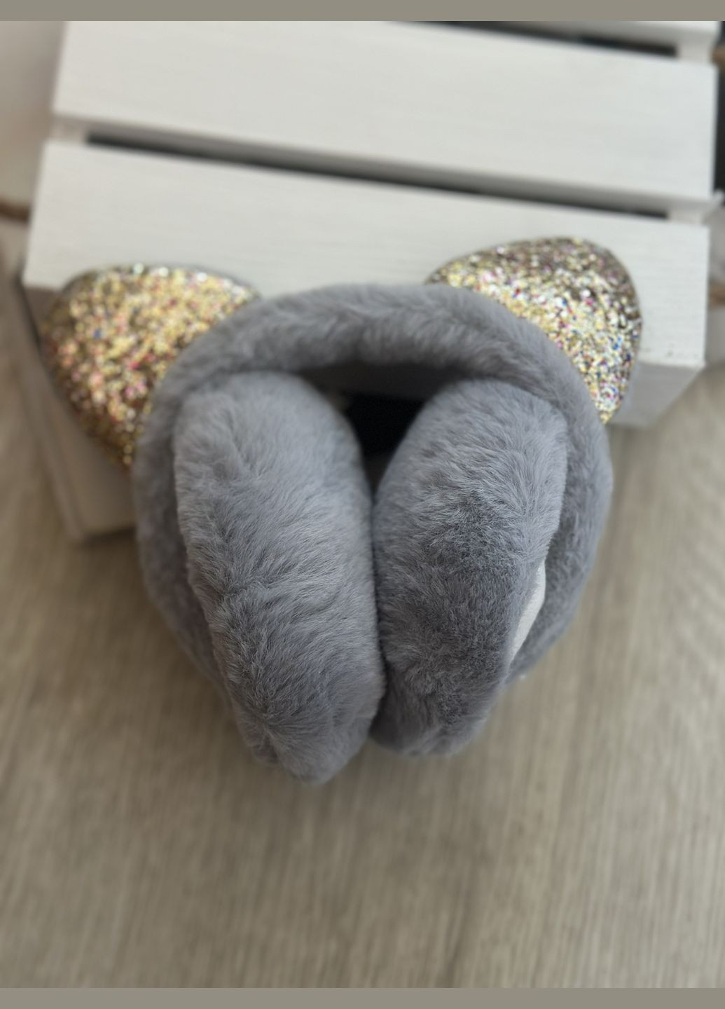 Хутряні навушники складні з котячими вушками Сірий One Size No Brand (303342522)