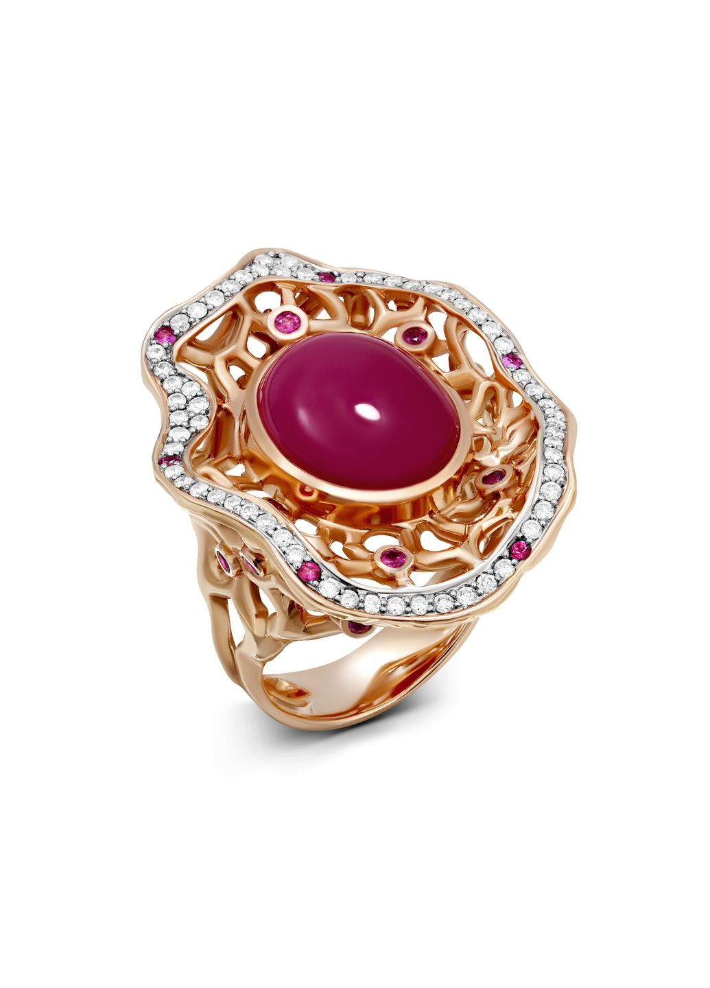 Кольцо с бриллиантами и рубинами в розовом золоте 8-215 119 Zarina (278388472)