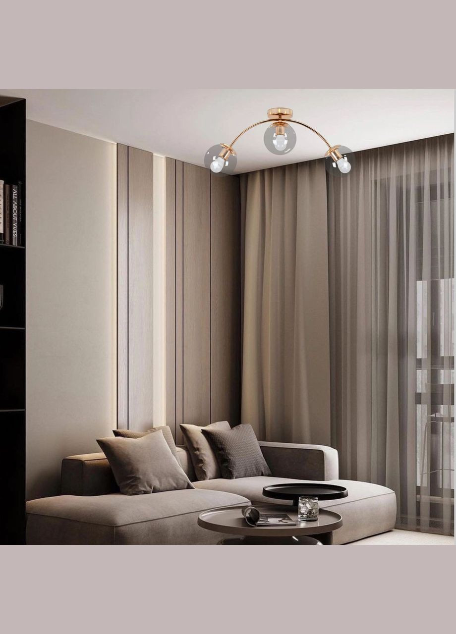 Потолочная люстра с 3 плафонами-шарами (52-9907-3 GOLD+CL) No Brand (370069590)