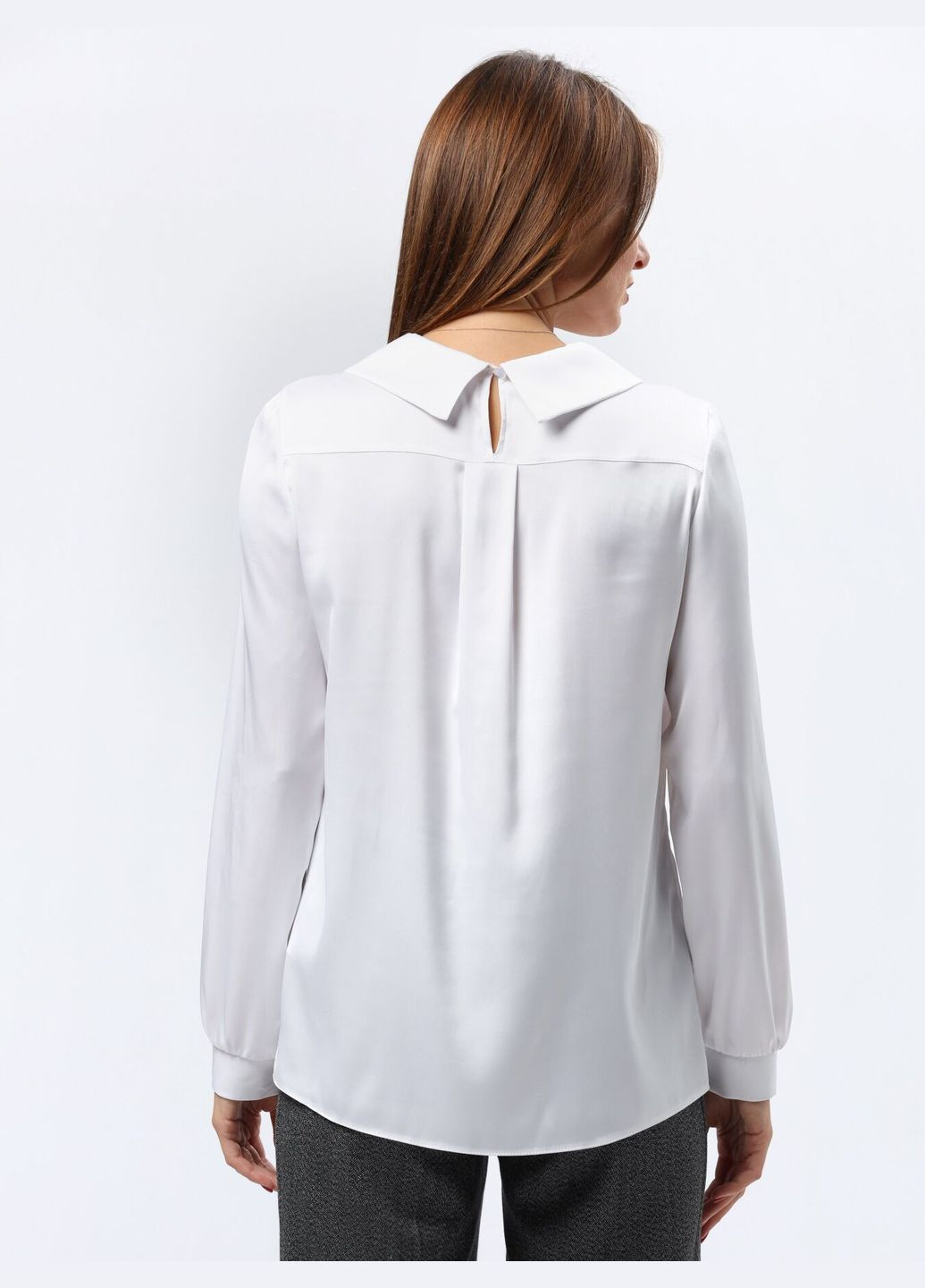 Комбинированная блуза из вискозного атласа 1311 жемчужно-белая Cat Orange