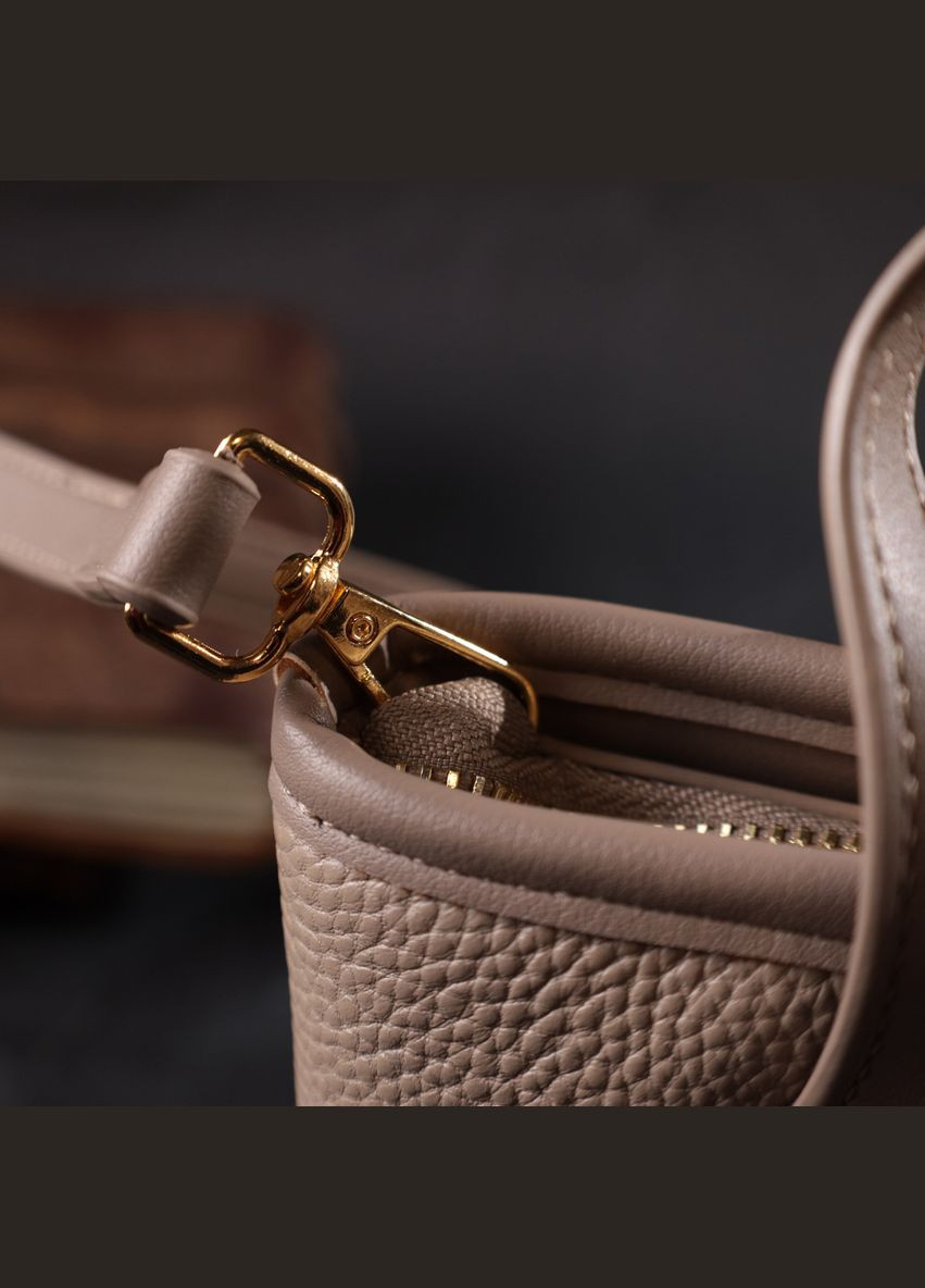 Жіноча сумка з двома ручками з натуральної шкіри 22283 Бежева Vintage (331910328)