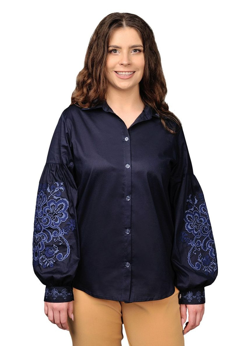 Женская коттоновая вышиванка с вышивкой (темно-синий) Golfstream (283256168)