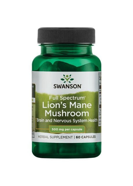 Ежовик (Гериций ежовой) гребенчатый, lion's Mane Mushroom, 500 мг, 60 капсул Swanson (364311124)