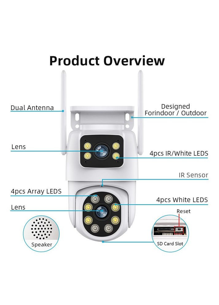 Уличная поворотная IP-камера Q30 с Wi-Fi двойным объективом и разрешением 6 Мп белый (2390000024) No Brand (341679357)