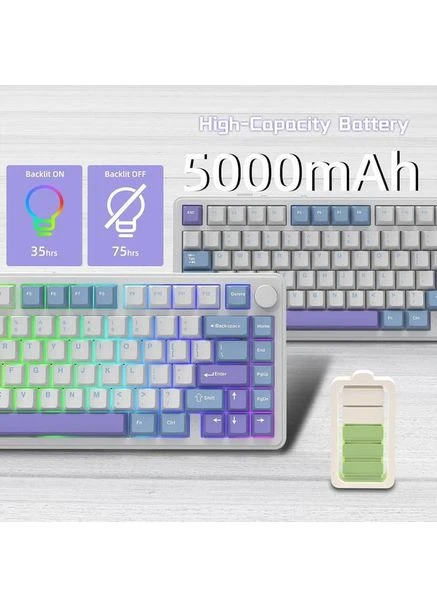 ИГРОВАЯ Беспроводная Механическая клавиатура X85 Purple-White (2.4G/Bluetooth/USB type-c) RGB Подсветка, 75% ATTACK SHARK (399455338)