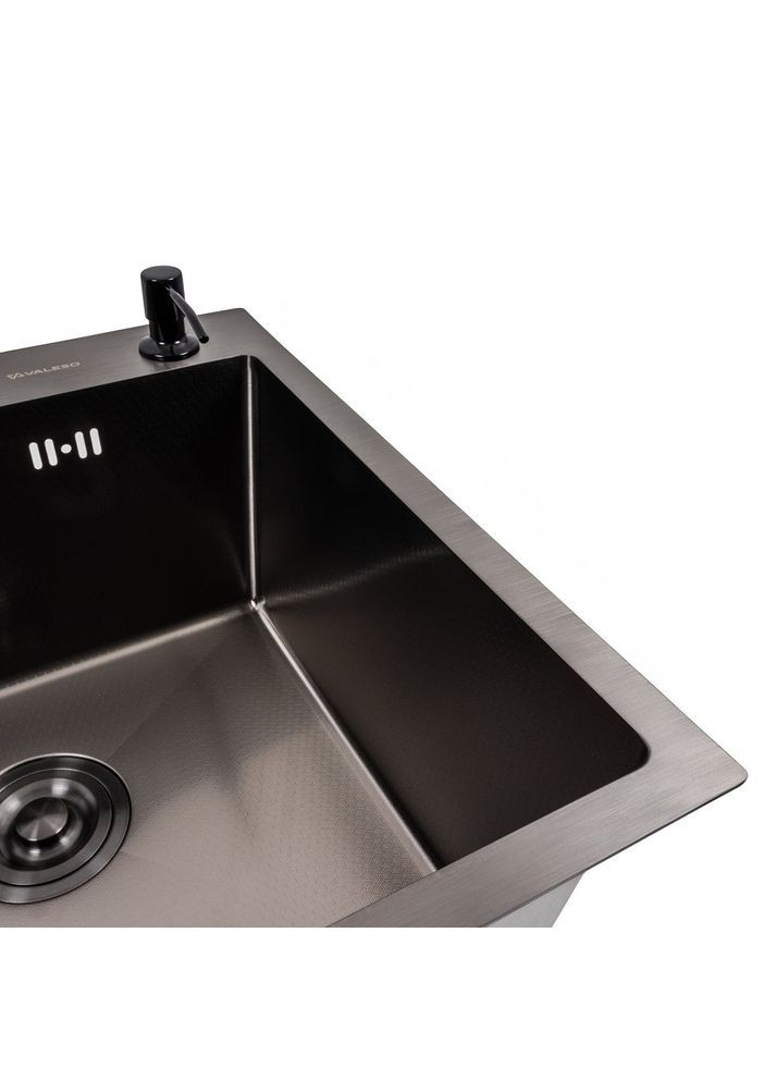 Кухонная мойка 50*50 PVD черная DECOR Handmade (сифон круглый, 3,0/0,8) Valeso (353746721)