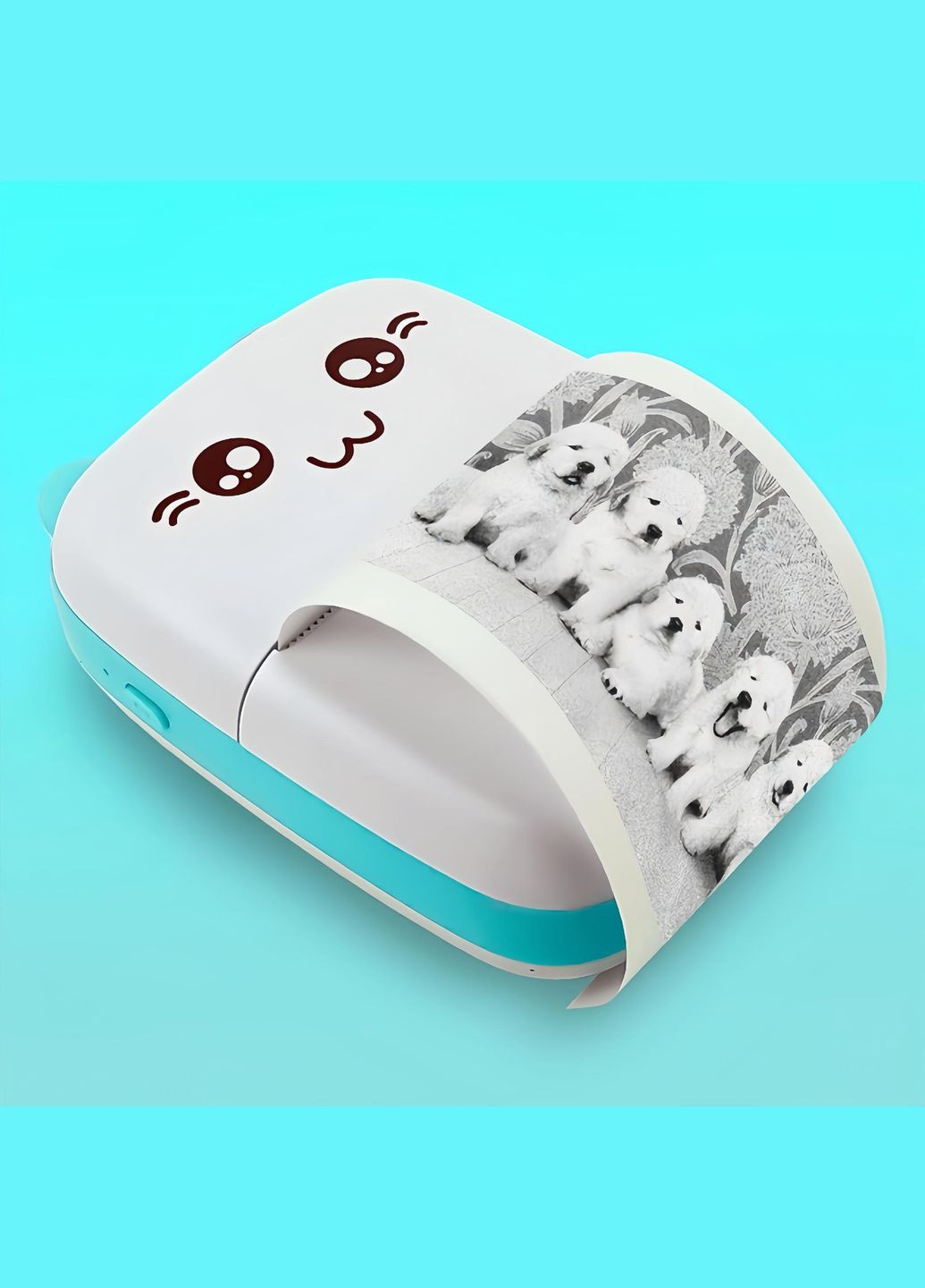 Детский мини принтер с набором бумаги 2 шт + фломастеры Белый с бирюзовым No Brand (299153192)