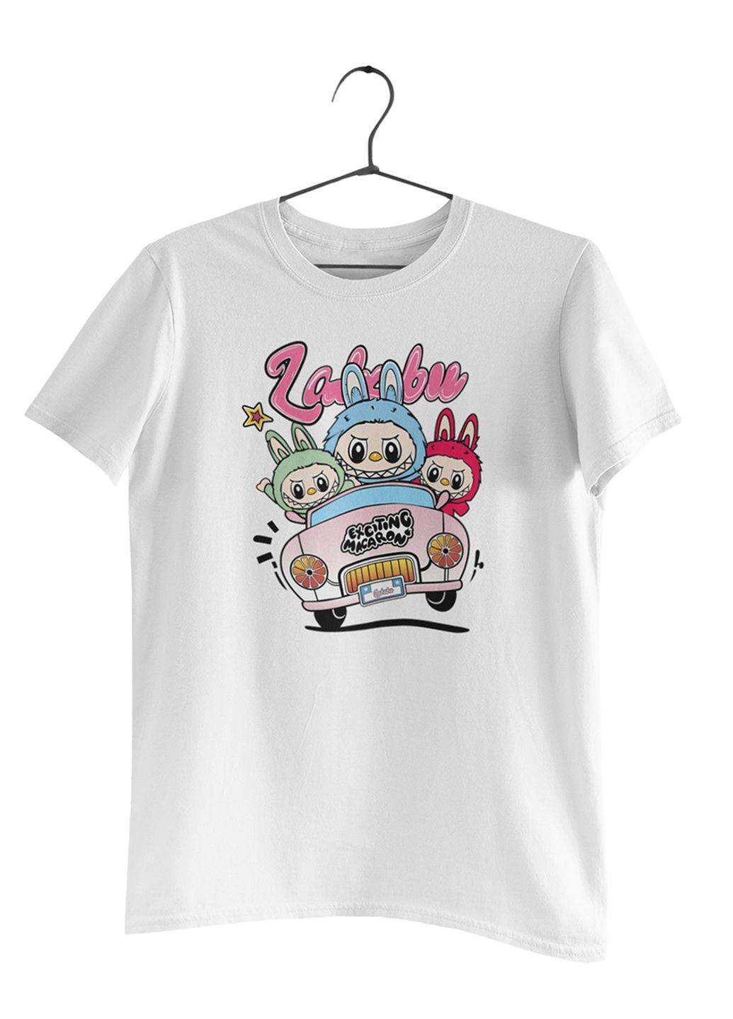 Біла дитяча футболка для дівчаток labubu in car No Brand