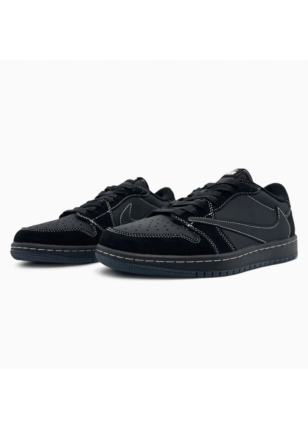 Черные демисезонные кроссовки мужские nike air jordan 1 low x travis scott black phantom найк аир джордан черные No Brand
