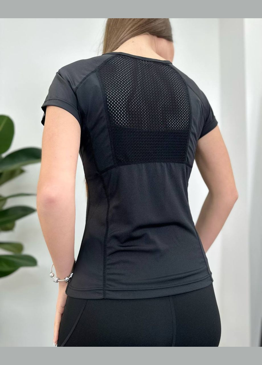 Черная летняя легкая эластичная футболка из микрофибры с коротким рукавом No Brand