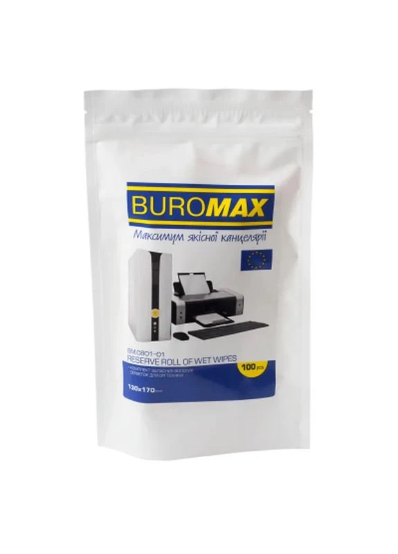 Серветки Wet wipes for OFFICE Equipment 100pcs, plastic pouch (BM.0801-01) Buromax (399594960)