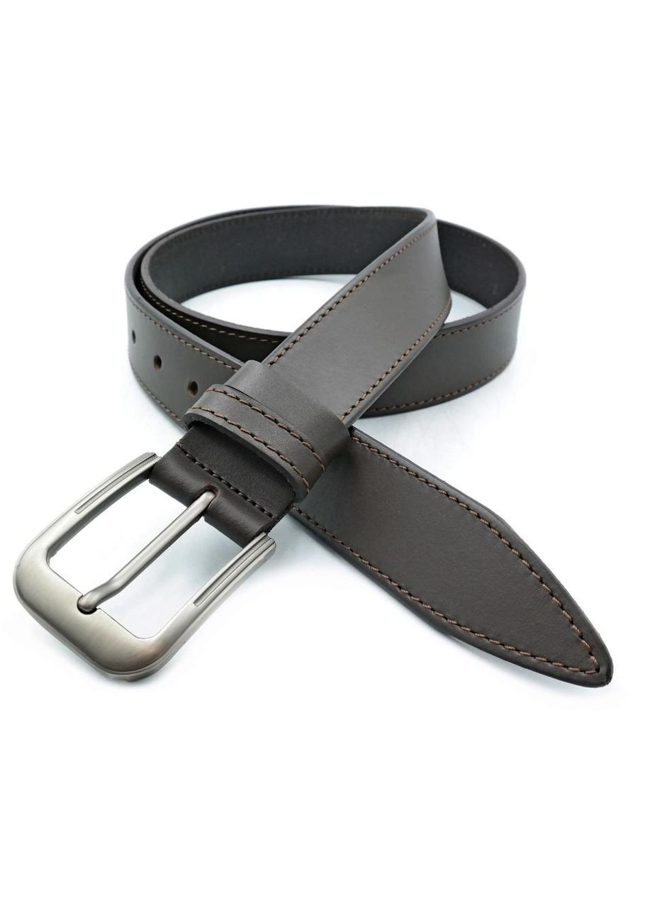 Кожаный мужской ремень 3,3х105-120 см Темно-коричневый wtro-ua-33k-0203 Weatro (362568008)