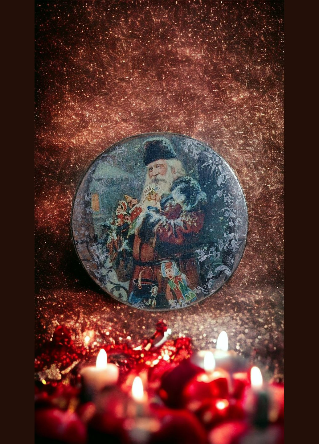 Старинная деревянная доска с изображением Санта-Клауса. Handmade (308071308)