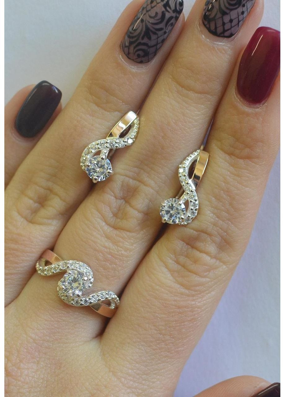 Серебряный комплект с накладками из золота Silver Style (367268383)