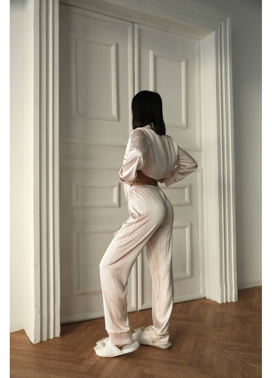 Рожева всесезон жіноча піжама | рожева з кантом сорочка + брюки Vital-Textile 1269