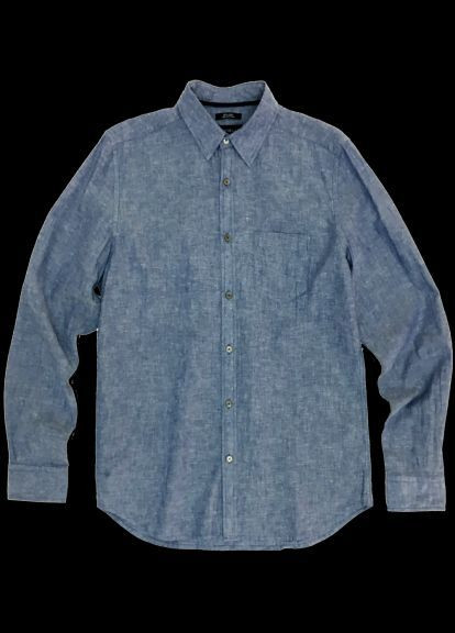 Сорочка з льону шамбре синього кольору No Brand (280938801)
