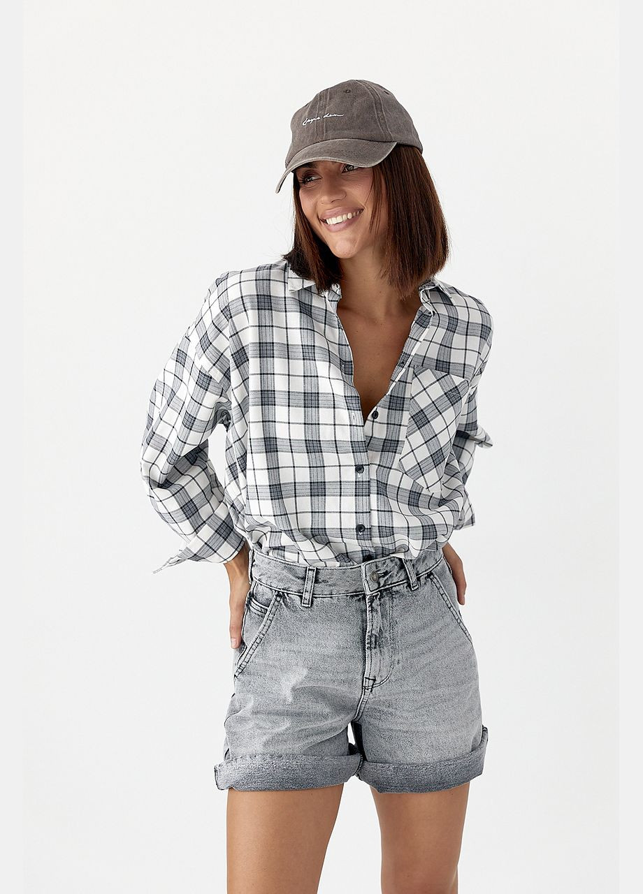 Жіноча сорочка в клітку з кишенею Lurex (343277271)