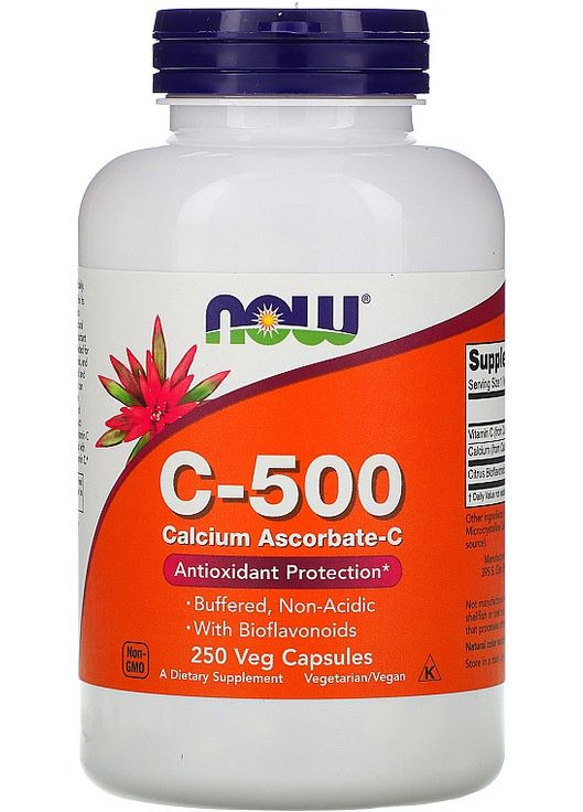 Витамин С и аскорбат кальция в капсулах Vitamin C-500 Calcium Ascorbate Capsules 250шт (871680-34979272) Now Foods (368609834)