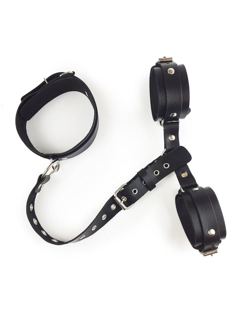 Фиксаторы для шеи и рук - Bondage Set из натуральной кожи, цвет черный Art of Sex (369952517)