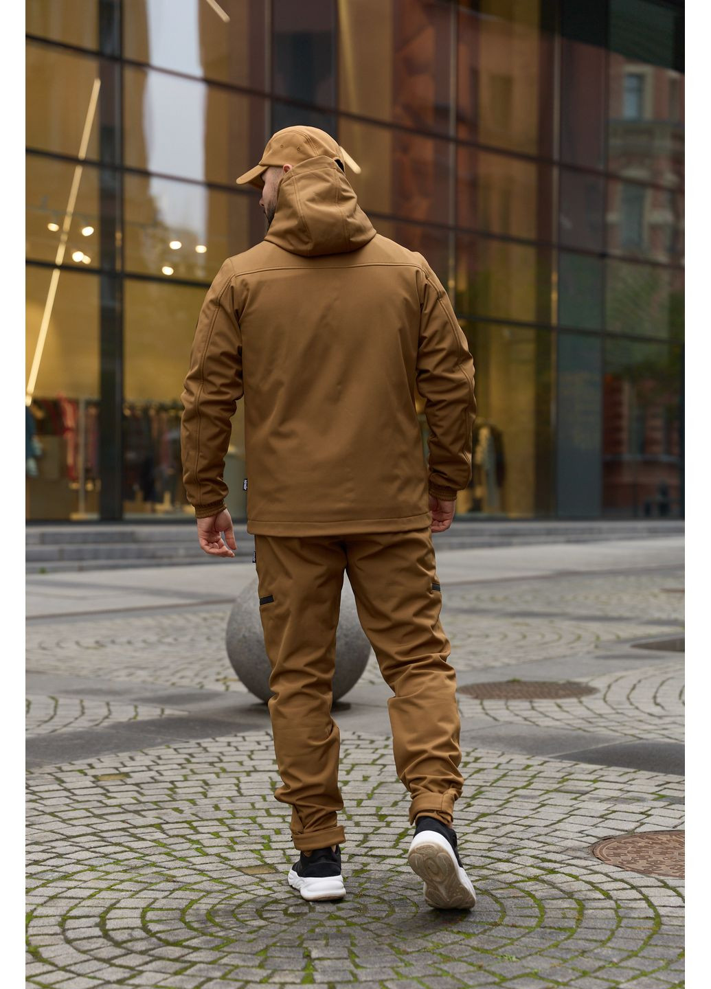 Теплый мужской костюм Soft Shell койот на флисе с шевроном Intruder Reef (366868551)