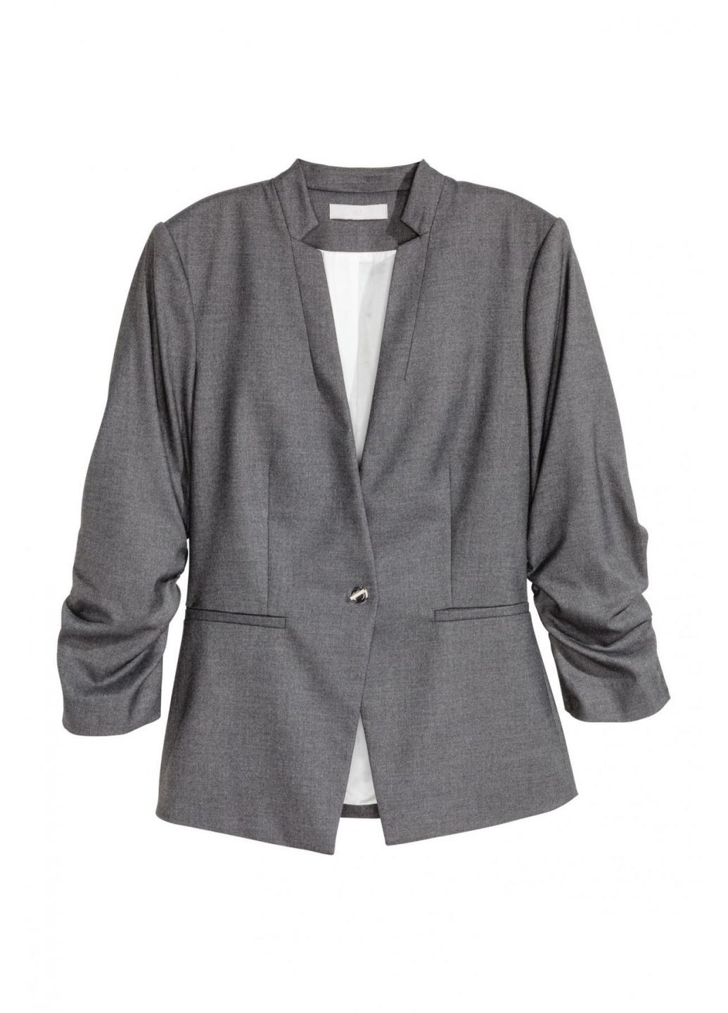 Серый женский пиджак рукав 3/4 для женщины 0427969-4 H&M в клеточку - демисезонный