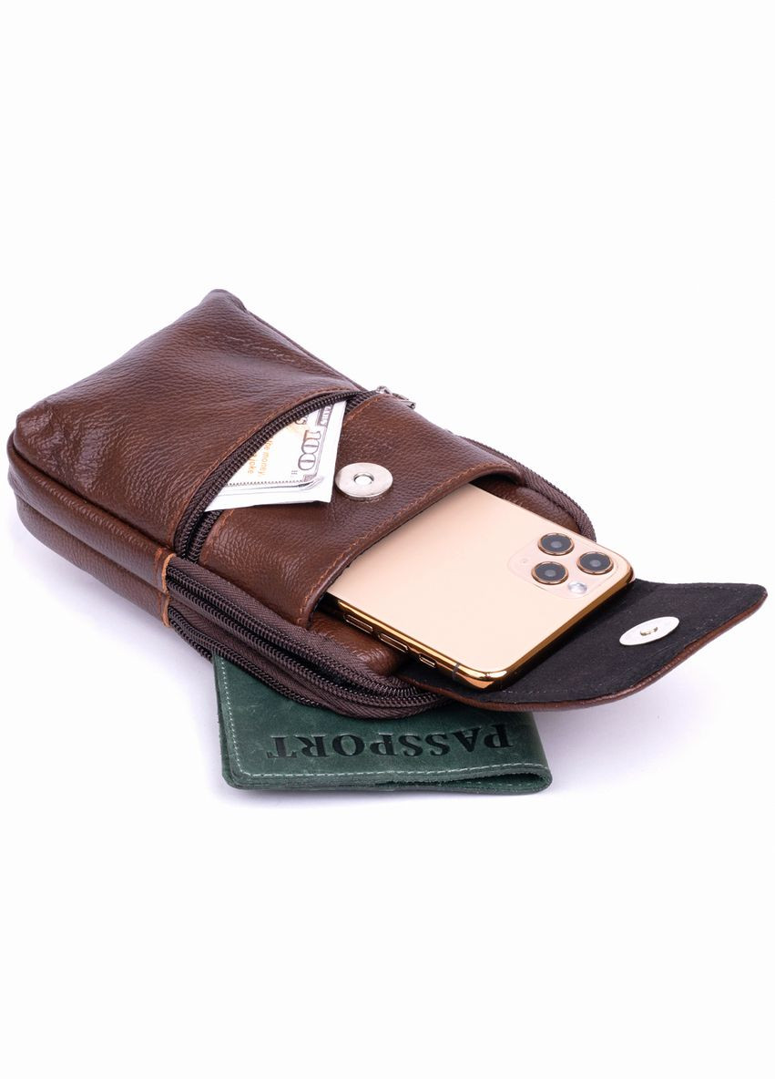 Сумка мужская кожаная через плечо барсетка на ремень брюк 20352 Коричневая Vintage (302008740)