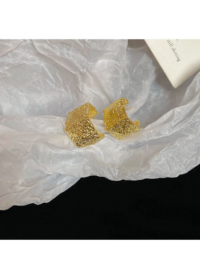 Масивні сережки-гвіздки С-подібні золотисті No Brand (361225266)