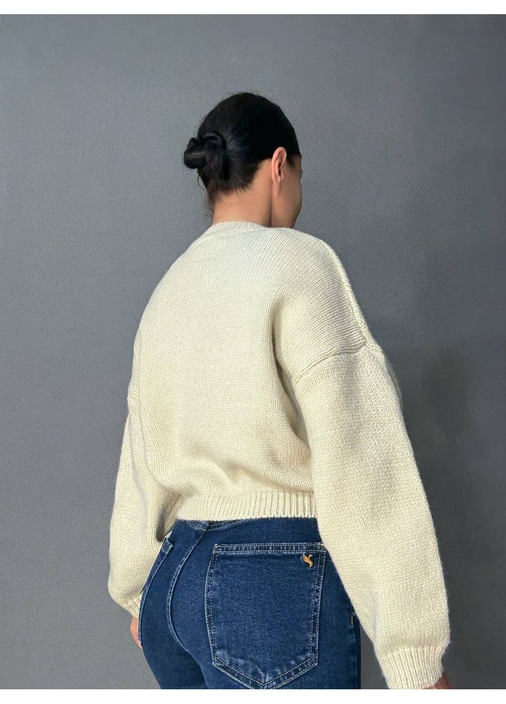 Бежевий демісезонний светр жіночий fancy matinee 539 оверсайз однотонний No Brand