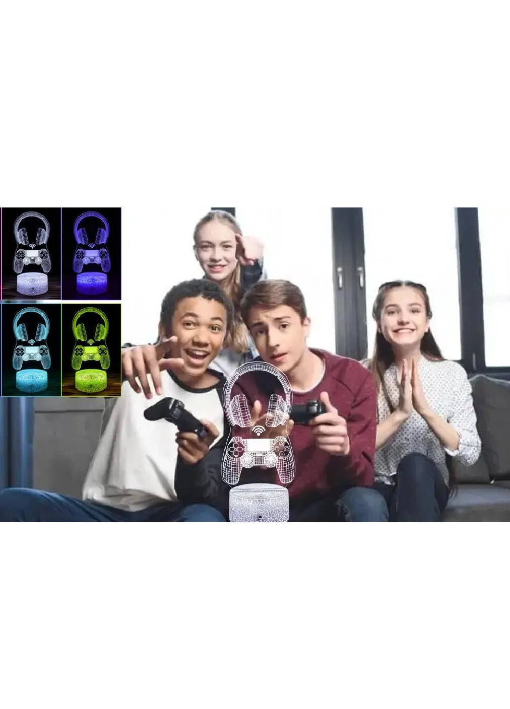 Настольный 3D LED светильник ночник с пультом работой от USB 16 цветов подсветки (480821-Prob) Наушники с геймпадом Unbranded (344464808)