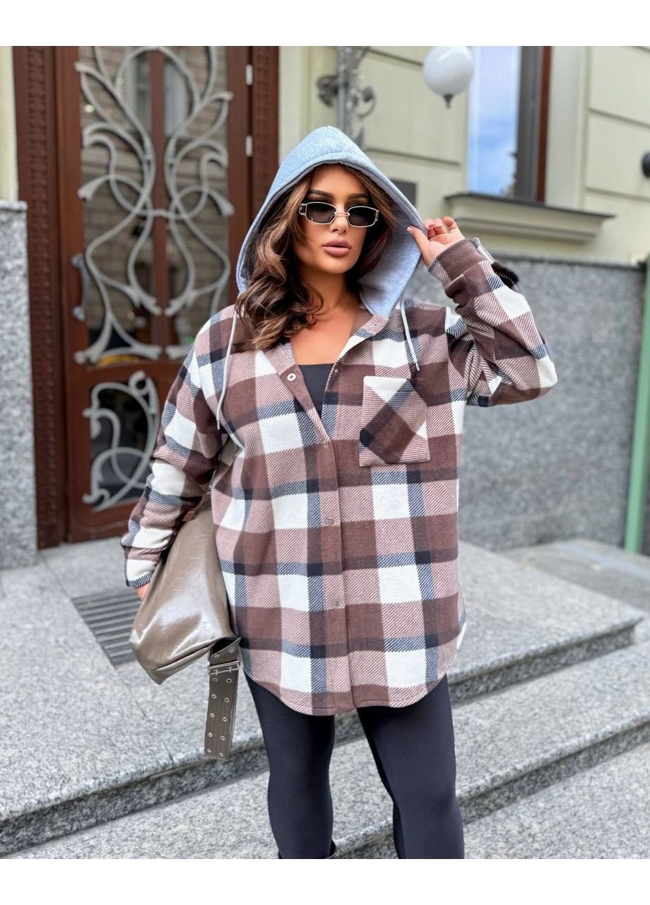 Сорочка з капюшоном з турецького флісу в клітинку — ЗАМІРИ В ОПИСІ DK/DL Мода без кордонів (370236328)
