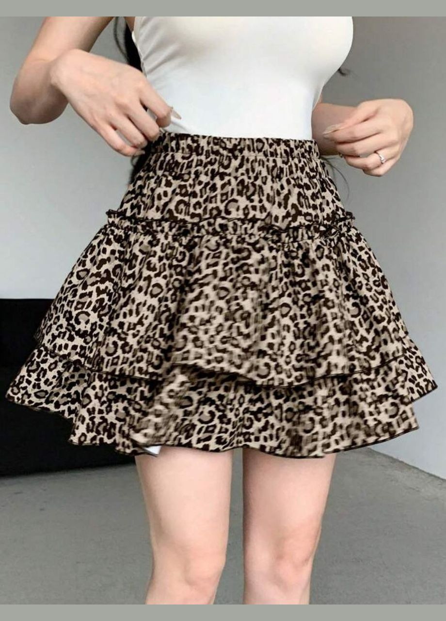 Коричневая повседневная леопардовая женская юбка лео Avanti