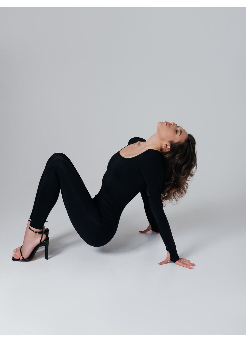 Комбінезон жіночий спортивний з сильною утяжкою на животі Чорний Nud комбінезон-брюки однотонний чорний святковий, коктейльний, спортивний, діловий, домашній, пляжний, карнавальний, відвертий, повсякденний, кежуал, джинсовий, вечірній